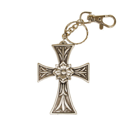 Cross with Flower Key Chain