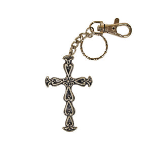 Cross with Heart Key Chain