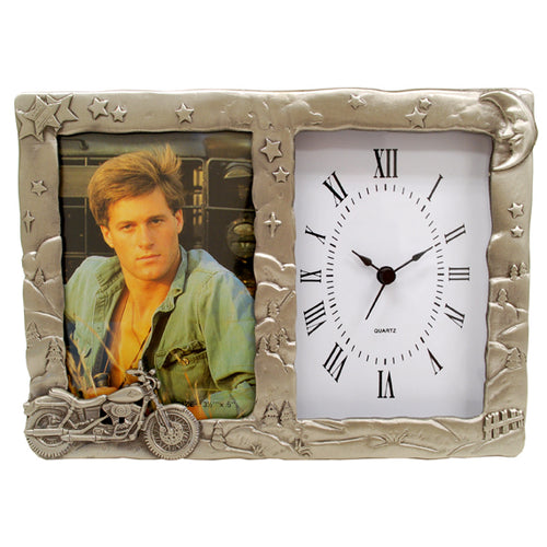 Motorcycle Pewter Clock with 3.5