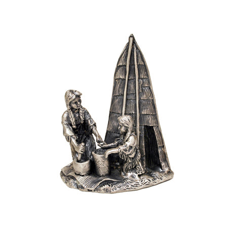 Indian Girls with Hut Figurine