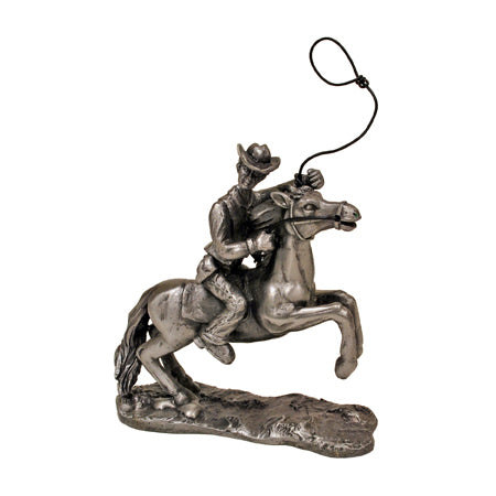 Cowboy Riding with Rope Figurine