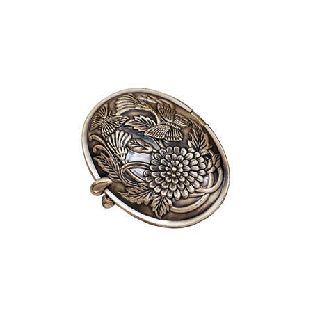 Butterfly Oval Shape Pewter Mirror