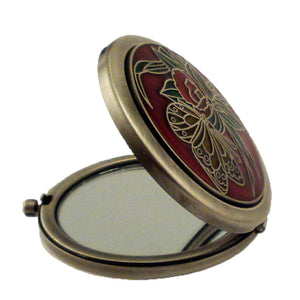 Butterfly Red Pewter Mirror, Silver