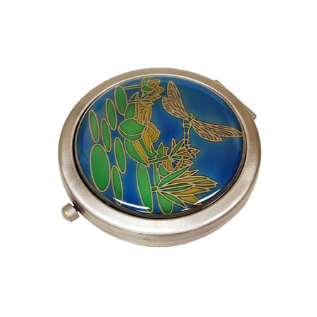 Dragonfly Blue Pewter Mirror, Silver
