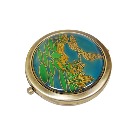 Dragonfly Blue Pewter Mirror, Gold