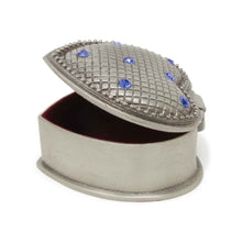 Load image into Gallery viewer, Vintage Heart with Blue Crystals Trinket Box