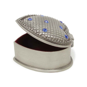 Vintage Heart with Blue Crystals Trinket Box