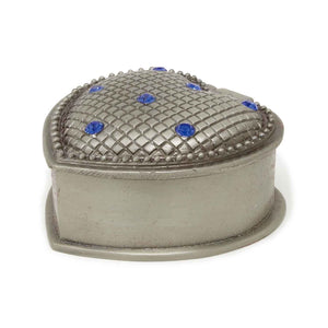 Vintage Heart with Blue Crystals Trinket Box