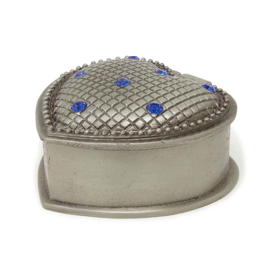 Vintage Heart with Blue Crystals Trinket Box