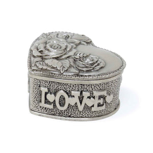 Vintage Rose Embossed Heart Trinket Box