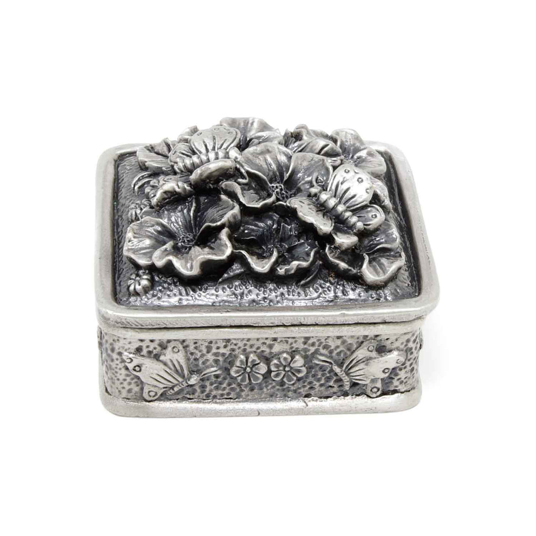 Vintage Butterfly Square Trinket Box