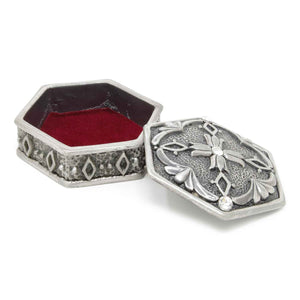Vintage Hexagonal with 3 Crystals Trinket Box