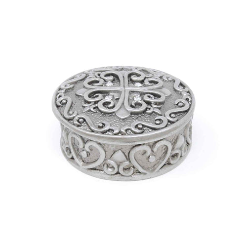 Vintage Circle with Heart Round Trinket Box