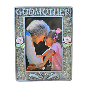 Godmother Picture Frame, Silver/Glitter, 3.5" x 5"