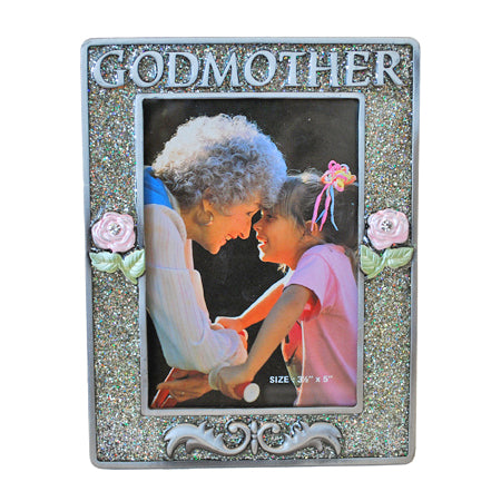 Godmother Picture Frame, Silver/Glitter, 3.5