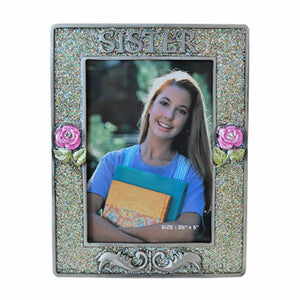 Sister Picture Frame, Silver/Glitter, 3.5" x 5"