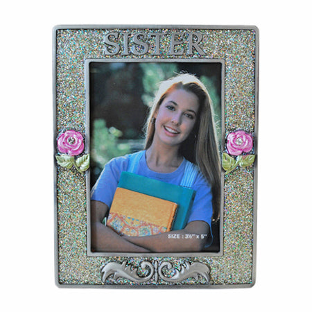 Sister Picture Frame, Silver/Glitter, 3.5