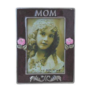 Mom Picture Frame, Silver/Brown, 3.5" x 5"