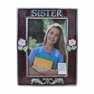 Sister Picture Frame, Silver/Brown, 3.5" x 5"