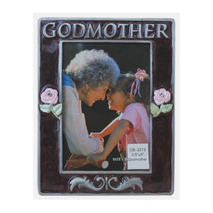 Godmother Picture Frame, Silver/Brown, 3.5" x 5"
