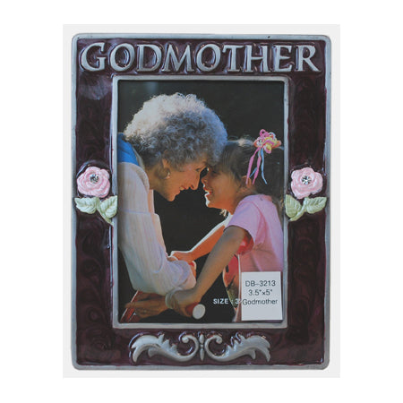 Godmother Picture Frame, Silver/Brown, 3.5