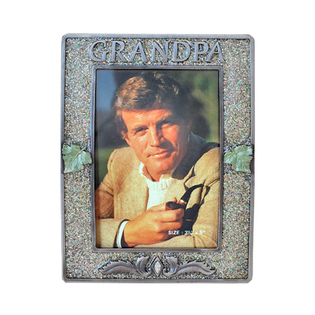 Grandpa Picture Frame, Silver/Glitter, 3.5