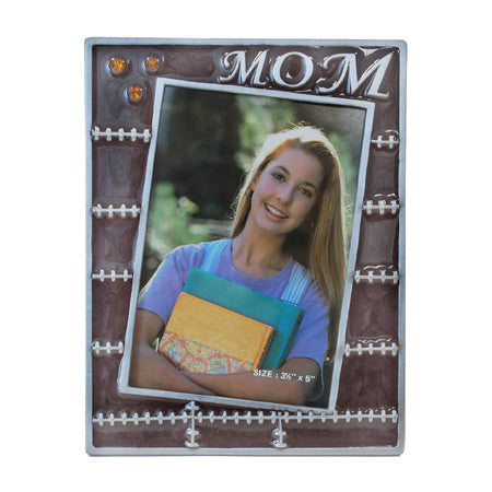 Mom, Stitching Picture Frame, Silver/Brown, 3.5