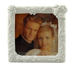 White Wedding Picture Frame, 5" x 5"