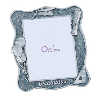 Graduation Picture Frame, Silver Glitter, 3.5" x 5"