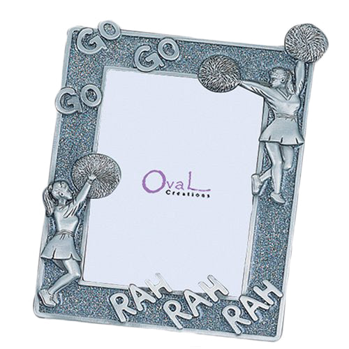 Cheerleader Picture Frame, Silver/Glitter, 3.5