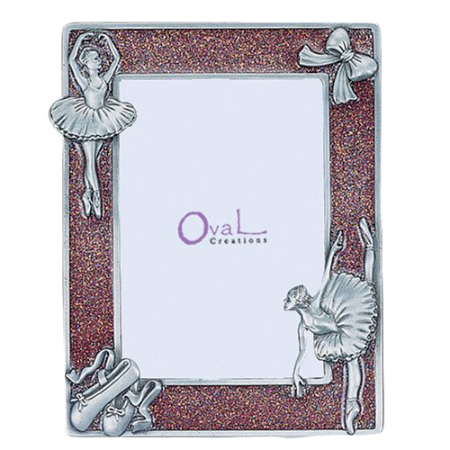 Ballerina Picture Frame, Red Glitter, 3.5