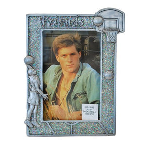 Basketball Friends Picture Frame, Silver Glitter, 4" x 6"