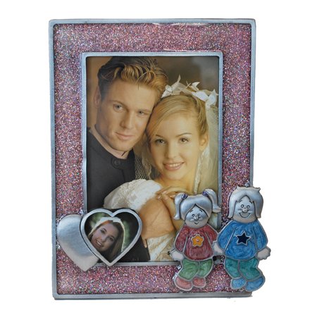 Boy & Girl Picture Frame, Red Glitter, 4