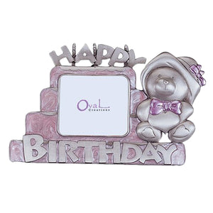Happy Birthday Picture Frame, Pink, 2.5" x 2.5"