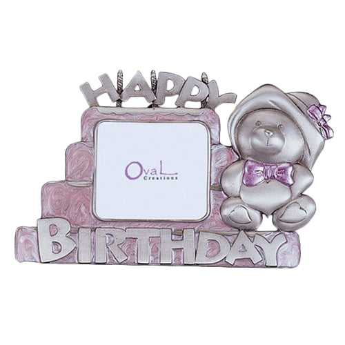 Happy Birthday Picture Frame, Pink, 2.5