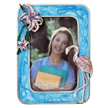 Flamingo/Flower Picture Frame, Blue, 4