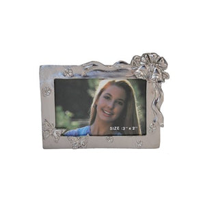 Bell with Butterfly Picture Frame, Silver, 2" x 3"