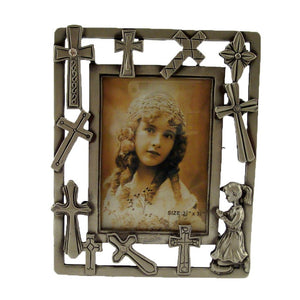 Cross Girl Picture Frame, 2.5" x 3.5"