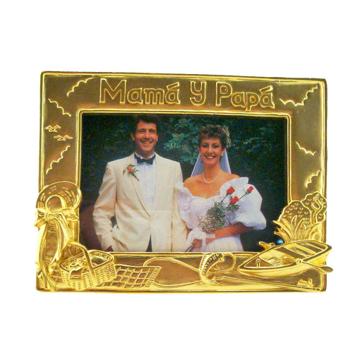 Mama Y Papa Picture Frame, Gold, 3.5