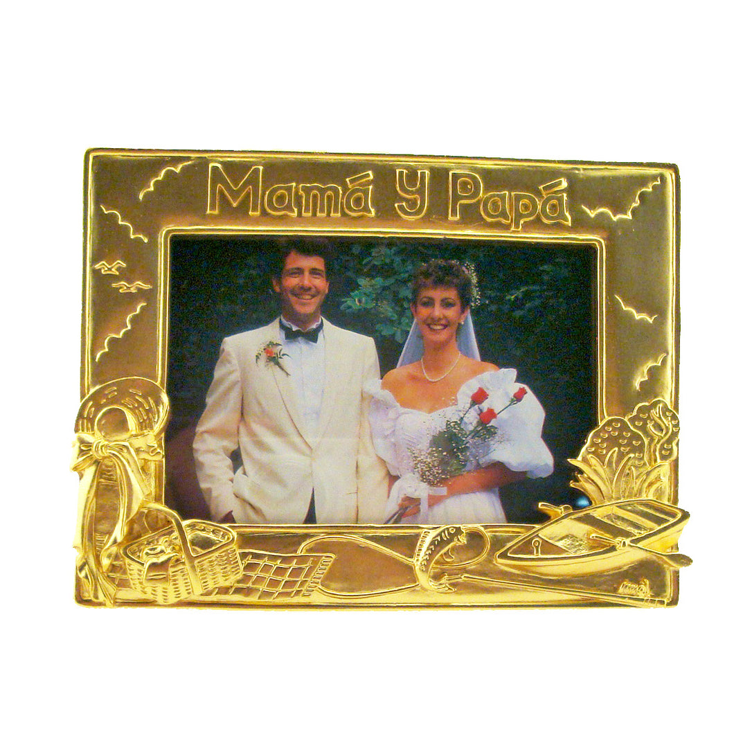 Mama Y Papa Picture Frame, Gold, 3.5