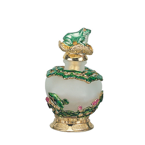 Frog with Gold Lily Perfume Bottle
