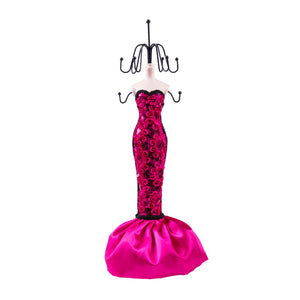 Sequined Sweetheart Dress Doll Jewelry Stand, Plum 15"