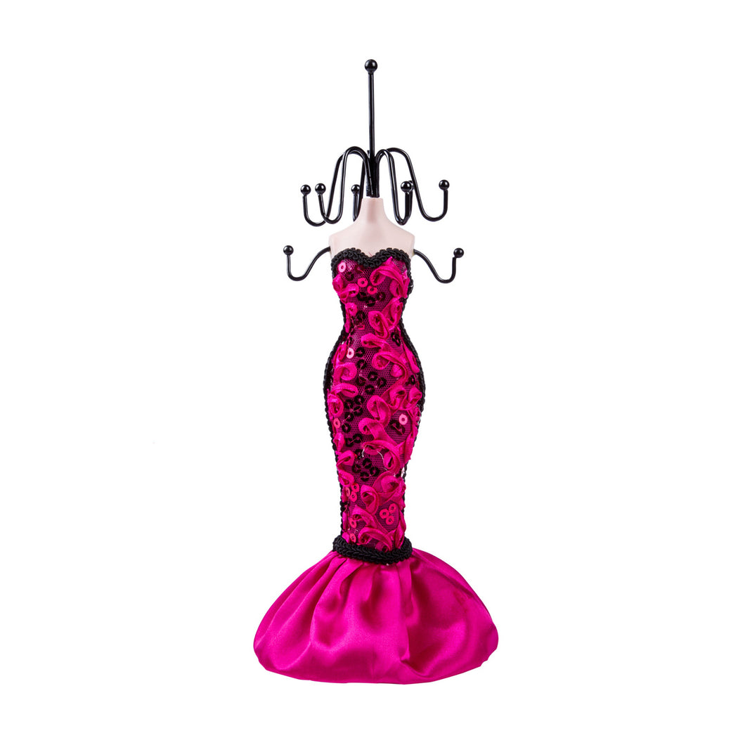 Sequined Sweetheart Dress Doll Jewelry Stand, Plum 11