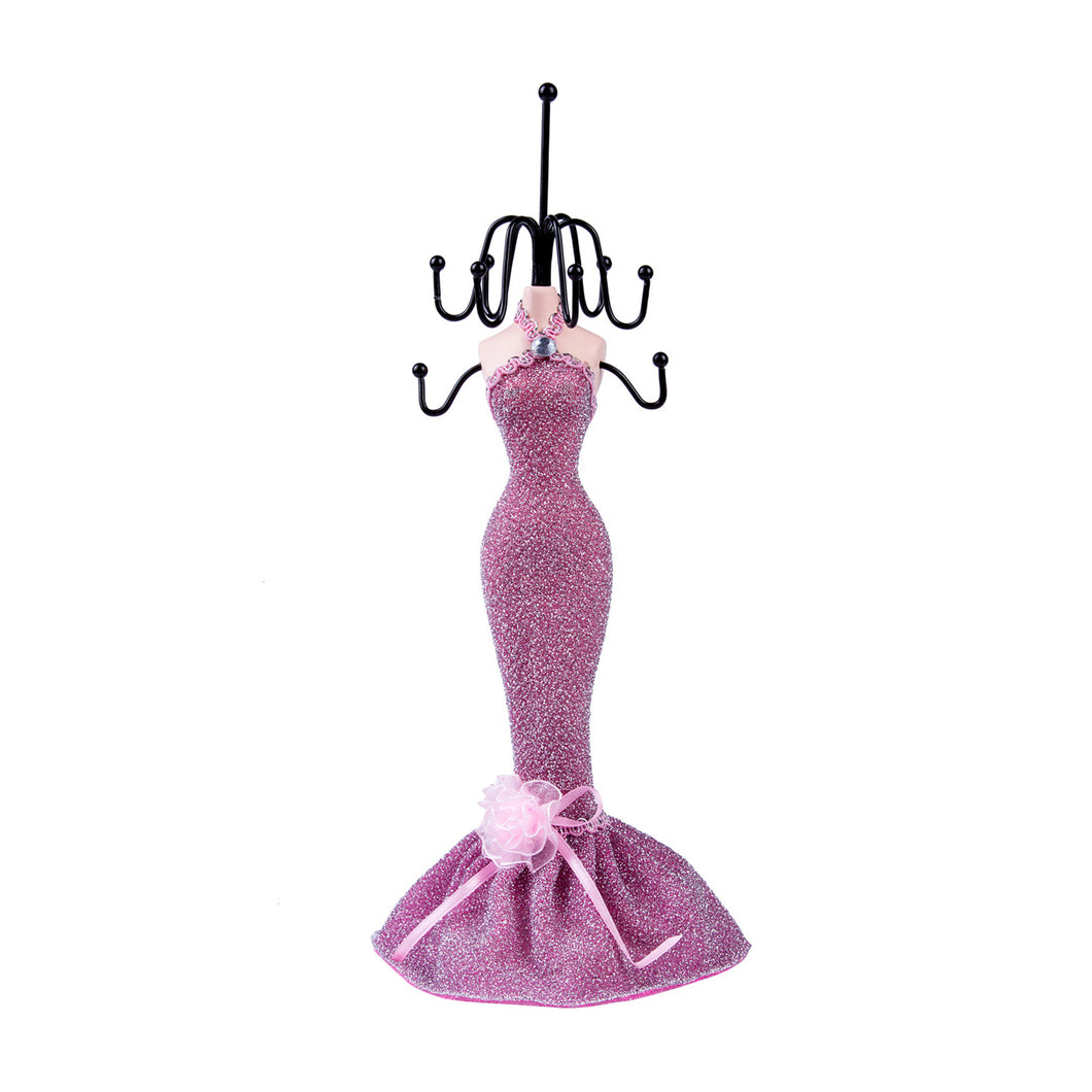Halter Sparkle Dress Doll Jewelry Stand, Pink 11