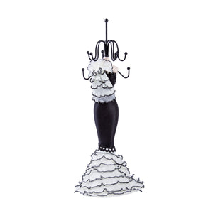 Flamenco Ruffle Dress Doll Jewelry Stand, White 11"