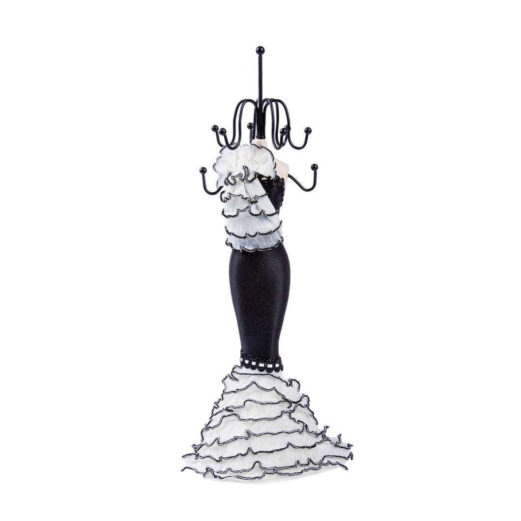 Flamenco Ruffle Dress Doll Jewelry Stand, White 11