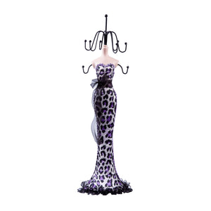 Cheetah Print Dress Doll Jewelry Stand, Purple 15"