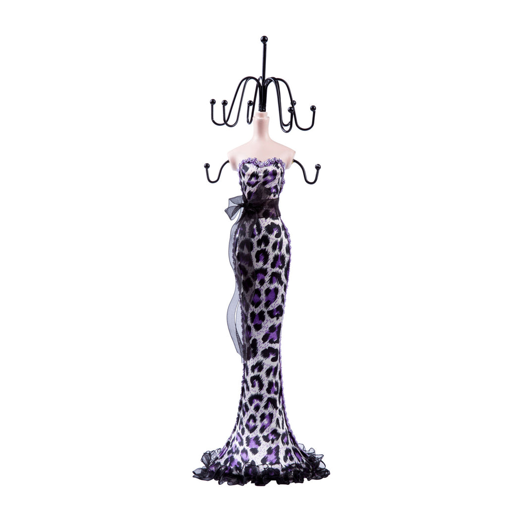 Cheetah Print Dress Doll Jewelry Stand, Purple 15