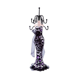 Cheetah Print Dress Doll Jewelry Stand, Purple 11"