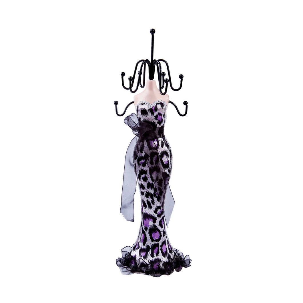 Cheetah Print Dress Doll Jewelry Stand, Purple 11